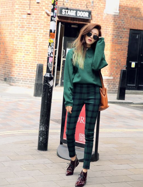 Green Plaid Pants Outfit Ideas for Ladies
