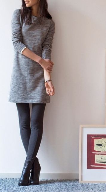 love this simple dress with leggings | Moda estilo, Vestidos con .