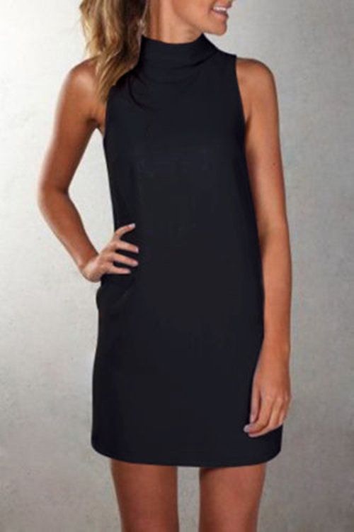 Black High Neck Sleeveless Mini Dress (With images) | Mini dress .