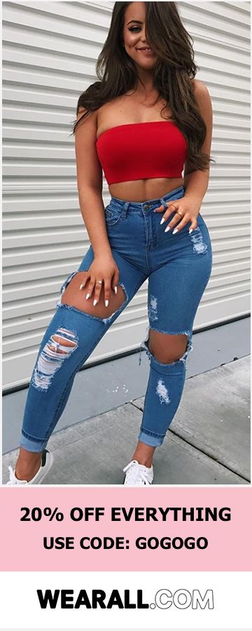 Extreme Ripped Distressed Denim Mom Jeans | WearAll | Trendy .