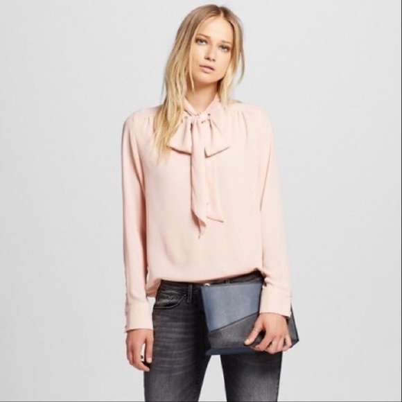 Who What Wear Tops | Whowhatwear Blush Tie Bow Blouse Top | Poshma