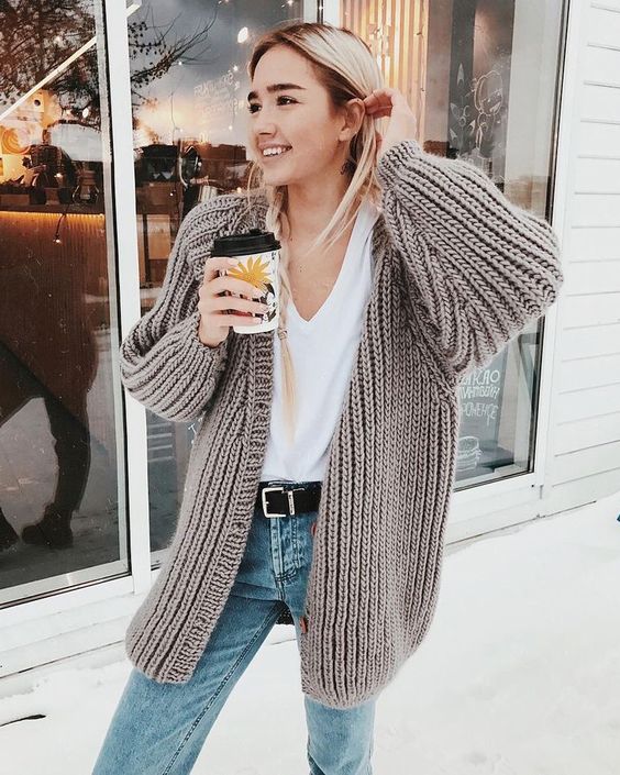 How To Style A Chunky Knit Cardigan: 15 Ideas - Styleohol