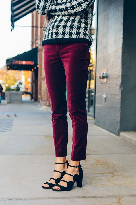 How to Wear Velvet Pants This Season | Red pants outfit, Black .