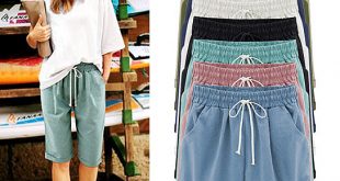 Buy Drawstring Elastic Waist Knee Length Shorts by GiftStores on .