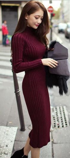 Knit Sweater Dress Outfit Ideas