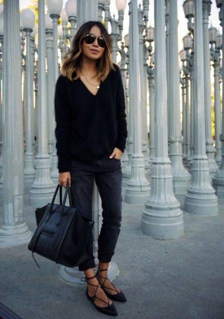 Picture Of Outfit Ideas With Lace Up Flats For This Season