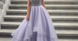 Light purple beading tulle long prom dress,evening dresses · Dress .