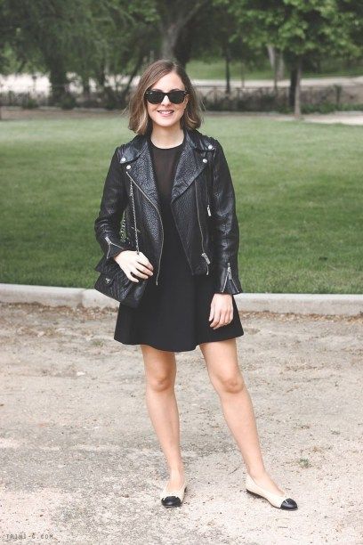 41 Pretty Winter Outfits Ideas Black Leather Jacket | Chanel style .