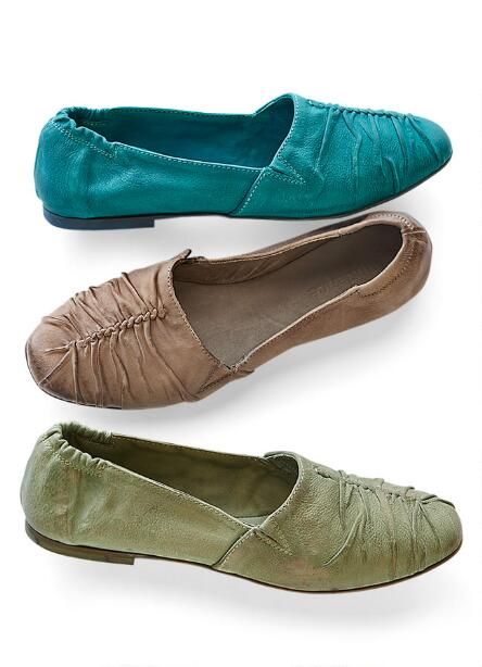 These burnished leather ballet flats will keep you in high style .
