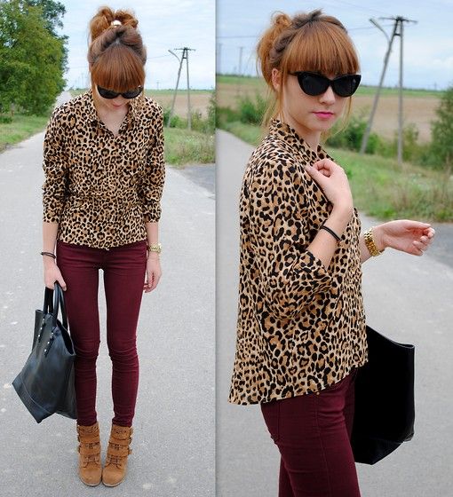 Burgundy and Leopard print go so well together Leopard shirt (by .