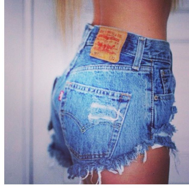 Cutt off Levi jeans made into high waisted shorts | Womens cropped .