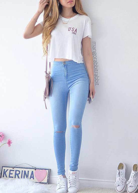 24 Cute Outfits with Blue Jeans for Denim Addicts - Outfit Styl