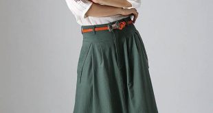 Maxi linen skirt, green linen skirt, long linen skirt, woman skirt .