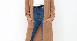 Tan Sweater - Long Sweater - Cardigan Sweater - $64.