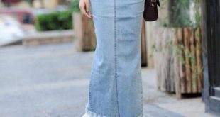 15 Chic Denim Maxi Skirt Outfit Ideas: Style Guide - FMag.c