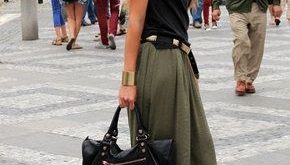 Olive green maxi skirt | elfsacks | Green maxi skirt outfit, Green .