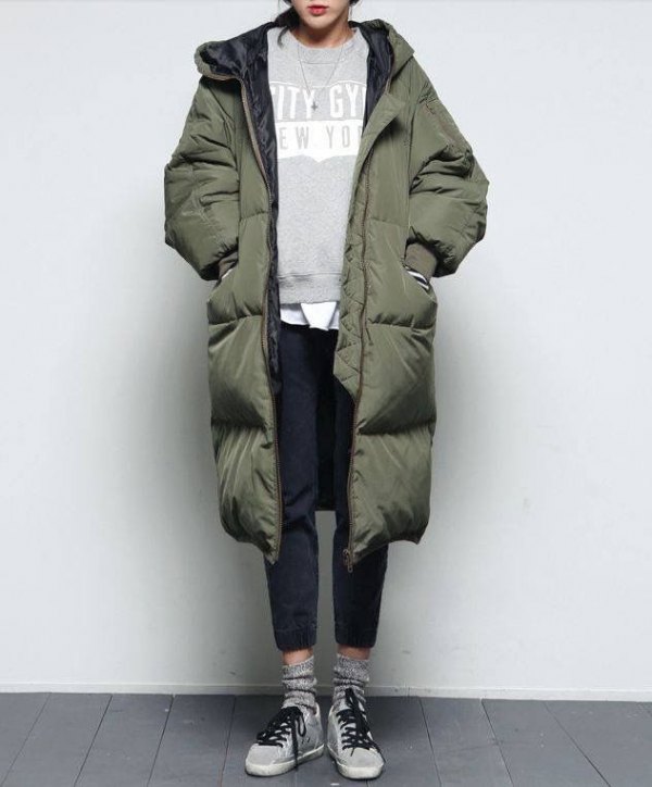 Long Puffer Coat Casual Outfit Ideas