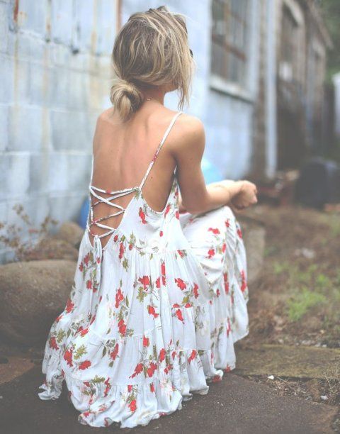 Cute & flirty in this stunning flowy white summer dress with red .