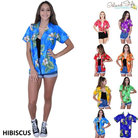 Hibiscus Range Womens Hawaiian Shirts Luau Party Schoolies .