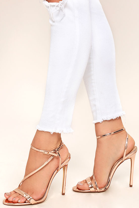 Sexy Rose Gold Heels - Vegan Leather Heels - Dress Sandals .
