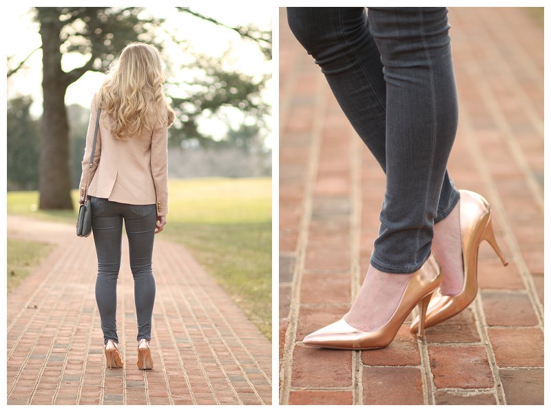 Kate Spade rose gold pumps, Adriano Goldschmied middi ankle gray .