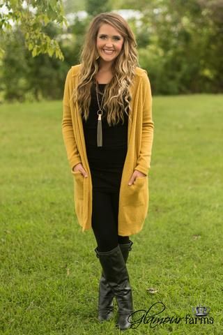 Around The Fire Hooded Cardigan - Mustard | Mustard sweater outfit .