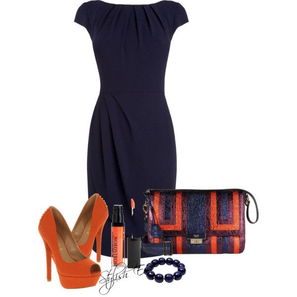 Dark Blue Dress Outfit !" by stylisheve on Polyvore | Blue dress .