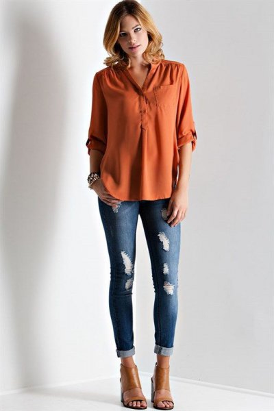 How to Style Orange Blouse: Top 13 Cheerful Outfit Ideas for Women .