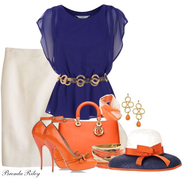 Orange and Blue | Brunch outfit, Orange dress outfits, Fashi