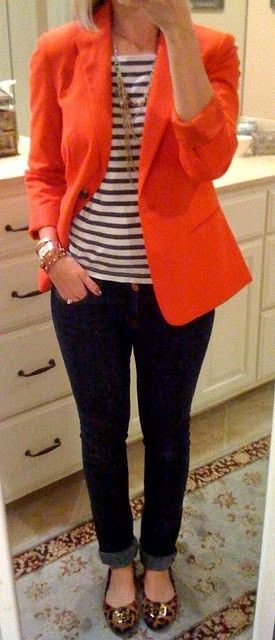 Orange Jacket Outfit Ideas for Ladies
