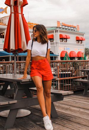 Outfit with casual outfits with h&m orange shorts | Chicisi