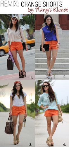 Orange Shorts Outfit Ideas for Ladies