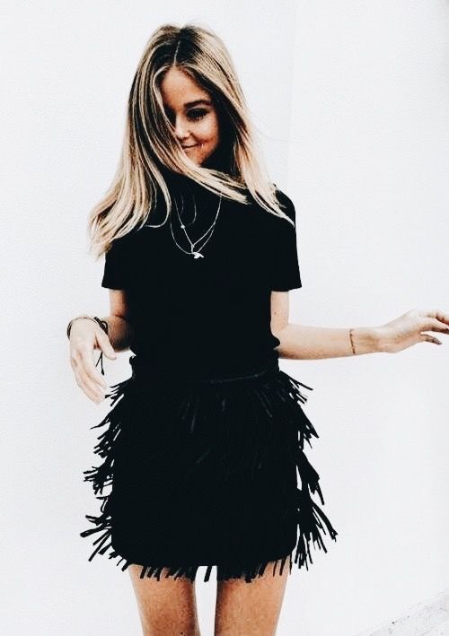 Chic little black fringed dress. | Winter party dress, Fashion .
