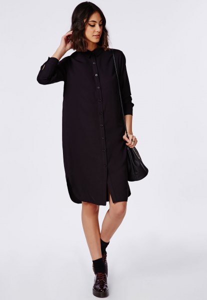 15 Best Outfit Ideas on How to Wear Black Shirt Dress - FMag.c