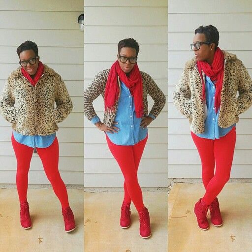 FAll/winter outfit red leggings outfit leopard outfit | Outfits .