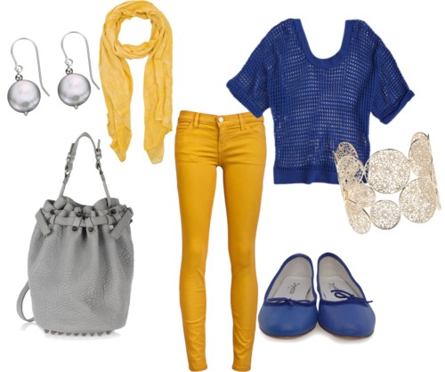 Yellow and Blue Cute Outfit with Jeans for Back to Scho