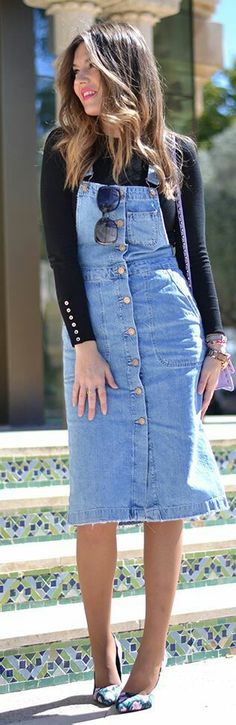 16 Best Denim Pinafore Dress images | Street style, Clothes, Outfi