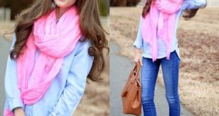 pop pink color scarf outfit – Just Trendy Gir