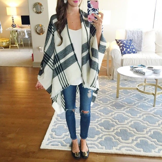 plaid, poncho, outfit, idea | Poncho outfit, Plaid poncho outfit .