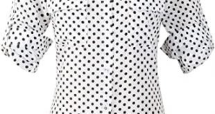 Beninos Women's Polka Dot Chiffon Elegant Casual Button Down Shirt .