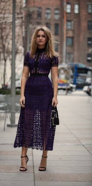 purple midi dress | Guest dresses, Beautiful dresses, Lace wedding .