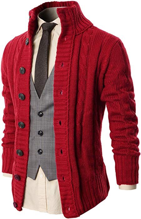 H2H Mens Autumn Casual Multi-Layer Collar Button Closure Knitting .