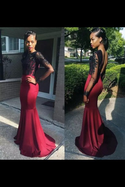 dress, red gown, lace top prom dress, prom dress, formal dress .