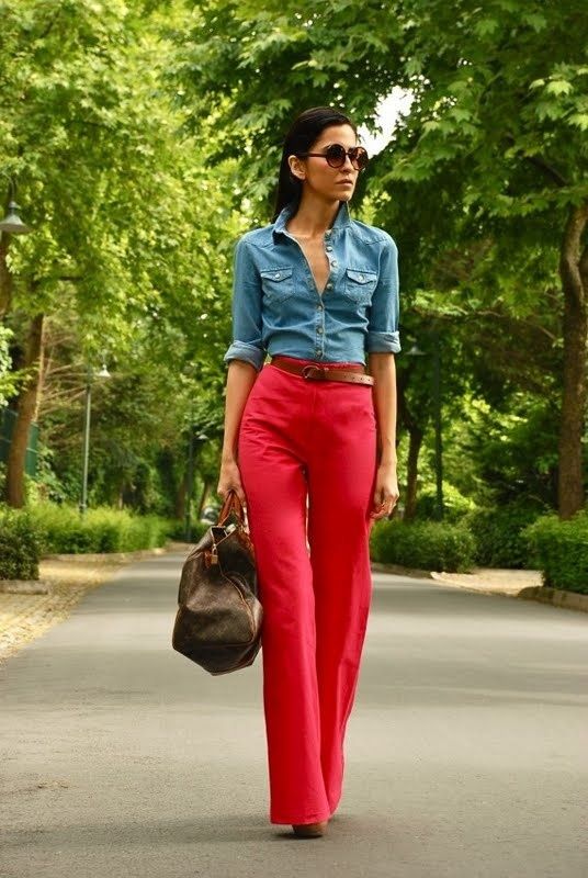 9 ways to wear red pants outfits at work | Red pants outfit .