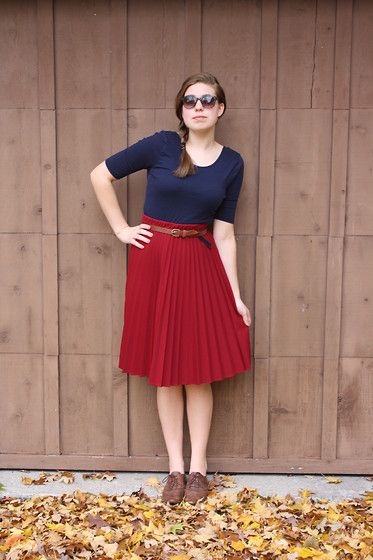 midi skirts and oxford shoes images | Lexa Hope - Goodwill Red .