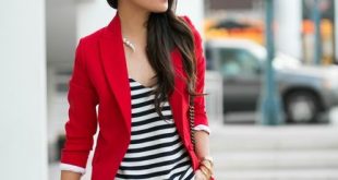 26 Striking Ways to Wear Bold Stripes | Fashion, Red shorts outfit .