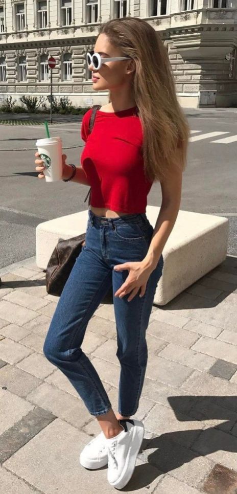 Red T Shirt Outfit Ideas for Ladies