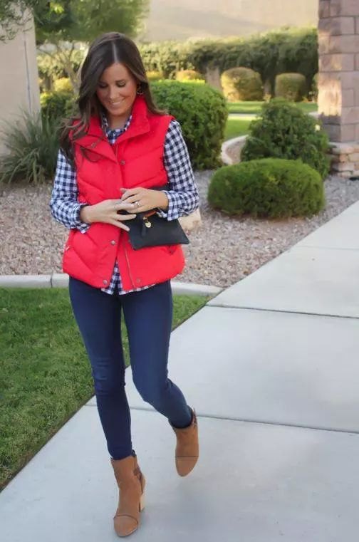 Red Vest Outfit Ideas for Ladies