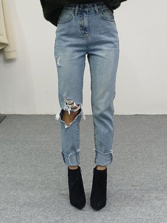 Are you in search for perfect boyfriend/mom ripped denim jeans .