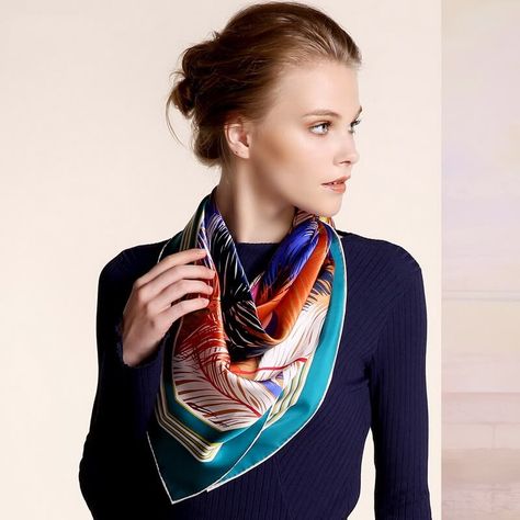Super vivid! Great scarf outfit idea Similar brightly coloured .
